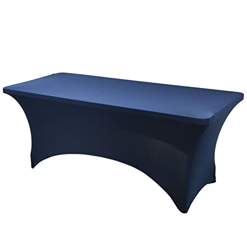 LIFEDX Spandex Stretch Tischdecke,Rechteckige Dehnbare Elastische Tischdecke,Anti-Falten Enge Passform Waschbare,4-Wege-eng Anliegend Tischschutz für Hochzeit, Party,Navy Blue,4FT (122x76x76cm) von LIFEDX