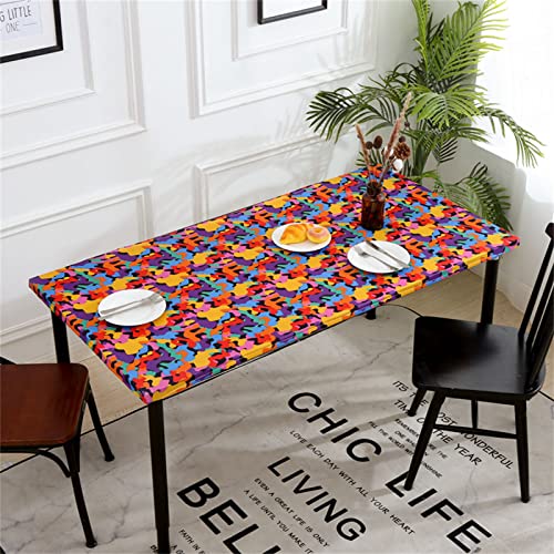 LIFEDX Tischdecke Rechteckige Outdoor Tischdecken,Fleckschutz Abwaschbar Tischtuch,Elastische Angepasste Abwischbare Wasserabweisend Tischwäsche für Esszimmer, Garten, Party, D, 76x183cm(29.92x72.05) von LIFEDX