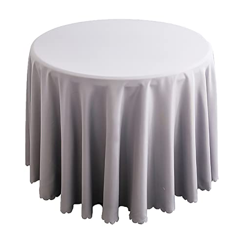 Runde Tischdecke aus Satin, Einfarbiges Polyester Küche Esszimmer Tischdecke für Weihnachten, Hochzeit, Hotel, Bankett, Geburtstagsfeier, Garten, Heimdekoration,Grau,160cm Round von LIFEDX