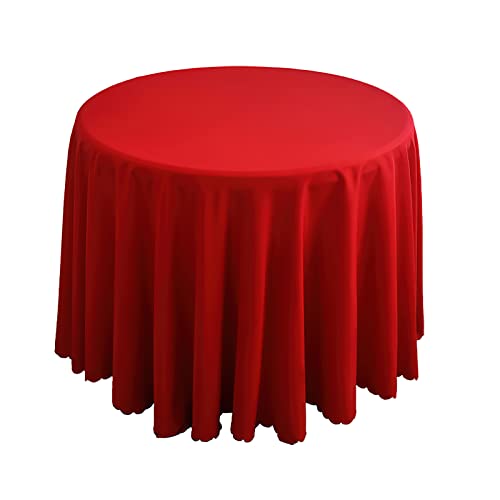 Runde Tischdecke aus Satin, Einfarbiges Polyester Küche Esszimmer Tischdecke für Weihnachten, Hochzeit, Hotel, Bankett, Geburtstagsfeier, Garten, Heimdekoration,Rot,160cm Round von LIFEDX