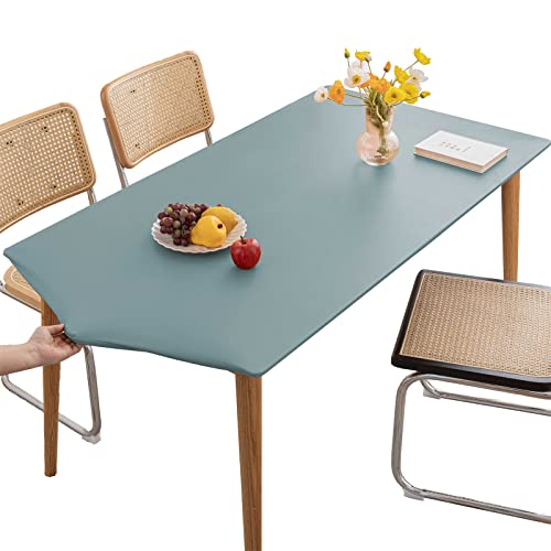 Tischdecke Rechteckige Leder Angepasste Tischdecke,Elastische Tischdecke Abwischbare Tischdecke Tischdecke für Outdoor,Terrasse,Küche und Esszimmer- Blue||60X120CM von LIFEDX