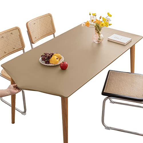 Tischdecke Rechteckige Leder Angepasste Tischdecke,Elastische Tischdecke Abwischbare Tischdecke Tischdecke für Outdoor,Terrasse,Küche und Esszimmer- Brown||60X60CM von LIFEDX