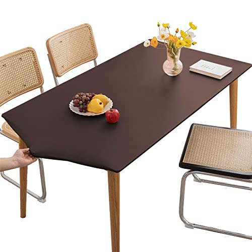 Tischdecke Rechteckige Leder Angepasste Tischdecke,Elastische Tischdecke Abwischbare Tischdecke Tischdecke für Outdoor,Terrasse,Küche und Esszimmer-Coffee||6FT 183x75CM von LIFEDX