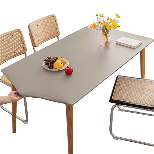 Tischdecke Rechteckige Leder Angepasste Tischdecke,Elastische Tischdecke Abwischbare Tischdecke Tischdecke für Outdoor,Terrasse,Küche und Esszimmer- Gray||60X120CM von LIFEDX