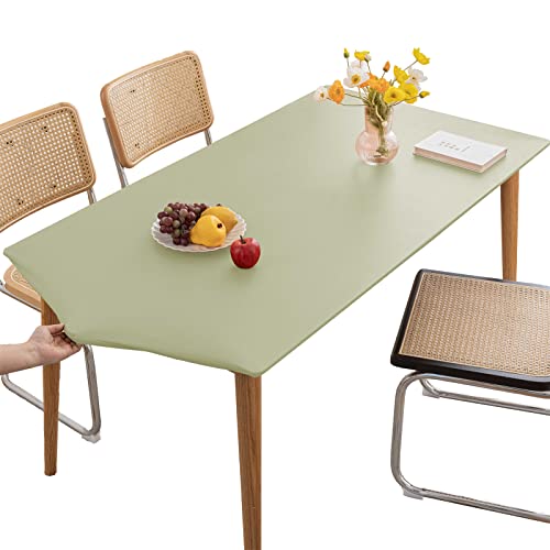 Tischdecke Rechteckige Leder Angepasste Tischdecke,Elastische Tischdecke Abwischbare Tischdecke Tischdecke für Outdoor,Terrasse,Küche und Esszimmer- Green||4FT 120x60CM von LIFEDX