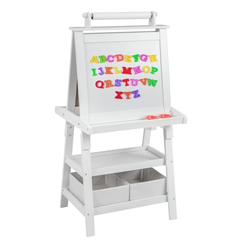 LIFEZEAL 3 in 1 Kindertafel, Staffelei Kinder mit Doppelseitiger Tafel, Standtafel mit 2 Ablageebenen, Whiteboard & Kreidtafel & Papierrolle, Maltafel mit 2 Aufbewahrungsboxen, Magnettisch (Weiß) LIFEZEAL 3 in 1 Kindertafel, Staffelei Kinder mit Doppelseitiger Tafel, Standtafel mit 2 Ablageebenen, Whiteboard & Kreidtafel & Papierrolle, Maltafel mit 2 Aufbewahrungsboxen, Magnettisch (Weiß) von LIFEZEAL