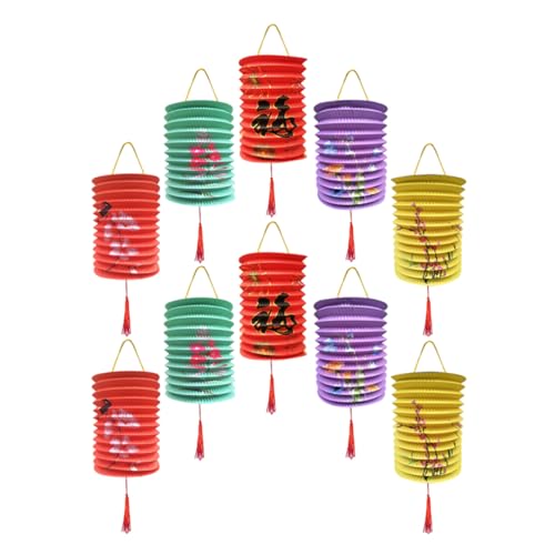 LIFKICH 10 Stück Teiliges Bunte Papierlaternen Faltbare Hängende Laternen für Hochzeiten Geburtstagsfeiern Chinesisches Neujahr und Veranstaltungen Kreative Dekoration für Zufällige Farbe von LIFKICH