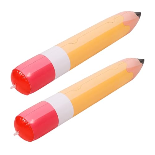 LIFKICH 2 Stück Aufblasbare PVC Bleistift Dekorationen Langlebige Schulanfang Party Luftballons Lustige Bleistiftform für Klassenzimmer Wand und Deckenhänger Wiederverwendbare Schuldeko von LIFKICH