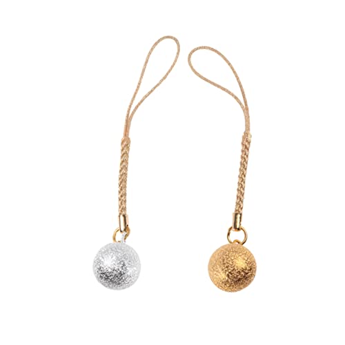 LIFKICH 2 Stück Japanische Wasserglocken mit Quaste Bunte DIY Anhänger für Handy Rucksack Dekoration Wrinkle Gold Silber Hängende Glöckchen für Kreative Bastelprojekte von LIFKICH