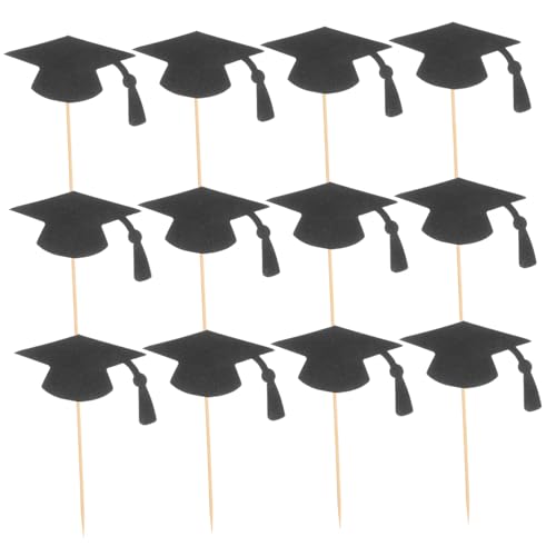 LIFKICH 24 Stück Teiliges Graduation Cupcake Topper Bachelorhut Kuchen Deko Einfache Anwendung Vielseitig für Abschlussfeier Schulparty und Fotomotive Praktische Tortendeko für Abi und von LIFKICH