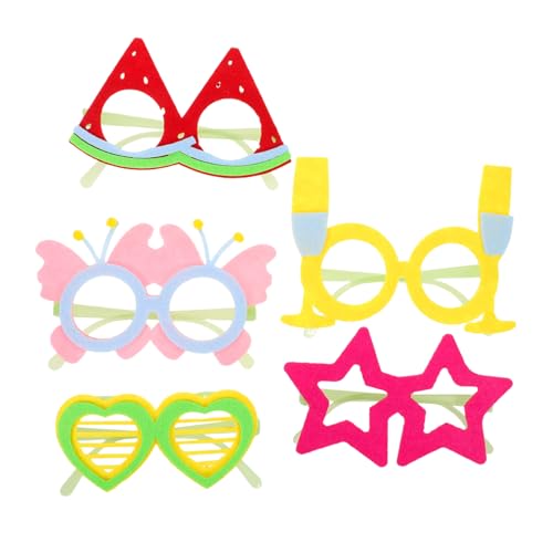 LIFKICH 5 Stück Leuchtende Partybrille Filz mit Glow-effekt Lustige Foto Requisiten für Kindergeburtstag Bequeme Thematische Brillen für Abendliche Feier und Selfie Dekoration von LIFKICH