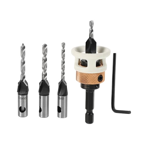 LIFKICH 6Stücke Einstellbares Countersink Bohrer Set Teiliges Set mit Präzisen Tiefenanschlägen für Bohrungen und Versteckte für Holzarbeiten Langlebige Legierungsköpfe von LIFKICH