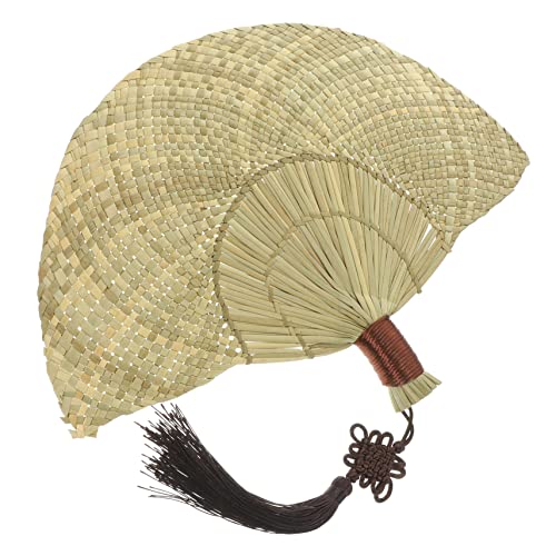 LIFKICH Handgefertigter Strohfächer Natürliche Handarbeit Leichter Chinesischer Stil Vintage Wanddeko Fan für Sommer Kühlung und Praktische Nutzung von LIFKICH