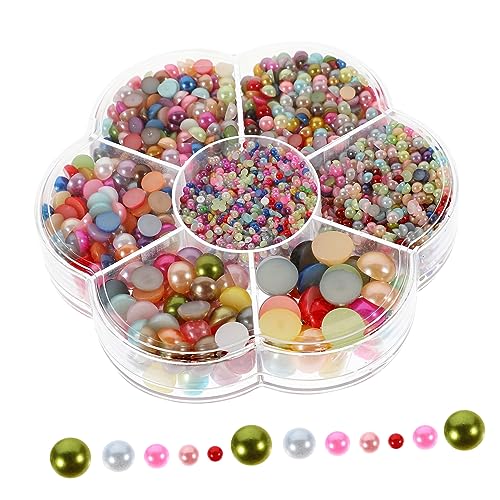 LIFKOME 1 Karton Halbperlen für Bastelarbeiten Flachrückige Perlen für Schmuck Nagelkunst DIY Dekorationen ca Bunten Farben für Hochzeiten Geburtstage und Kreative Projekte von LIFKOME