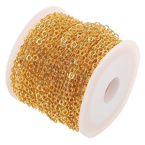 LIFKOME 1 Rolle DIY Kupferkette Rolle Langlebige Schmuckherstellungs Gliederkette Vielseitige Bastelmaterialien für Taschen und Dekoration Goldfarbene O Form für DIY Kreationen von LIFKOME