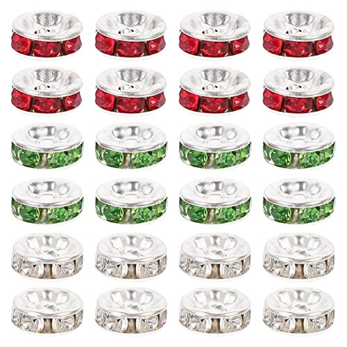 LIFKOME 1 Satz Glitzernde Spacer Perlen Für Schmuckherstellung Diy Bastelperlen Rot Grün Und Silber Für Armbänder Und Ohrringe Für Kreative Projekte Und Festliche Deko 300 Stück von LIFKOME