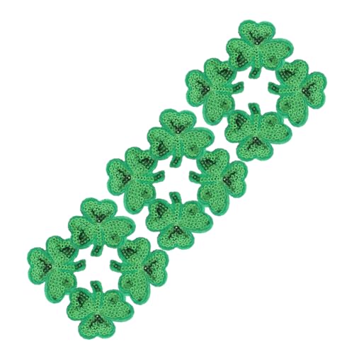 LIFKOME 1 Satz Klee Patch Flicken Zum Aufbügeln Für Mädchen Abzeichen Annähen Stickereiflicken Für Kleidung Reparaturflicken Für Kleidung Polyesterfaden Green 12 Stück von LIFKOME