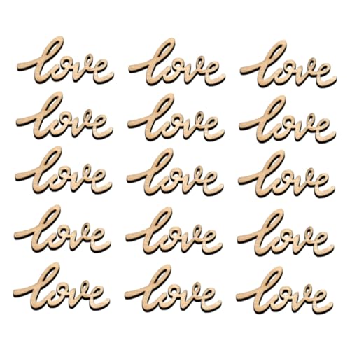 LIFKOME 1 Satz Liebe Buchstaben Hohl Holzstücke Diy Cutouts Dekorationen Holz Schmuck Handwerkszubehör Für Kreative Projekte 50 Stück von LIFKOME