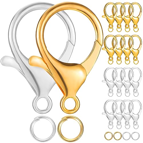 LIFKOME 1 Satz Lobster Claw Clasps mit Offenen Biegeringen Goldene und Silberne Schmuckverschlüsse für DIY Schmuckherstellung Langlebig und Vielseitig Einsetzbar von LIFKOME