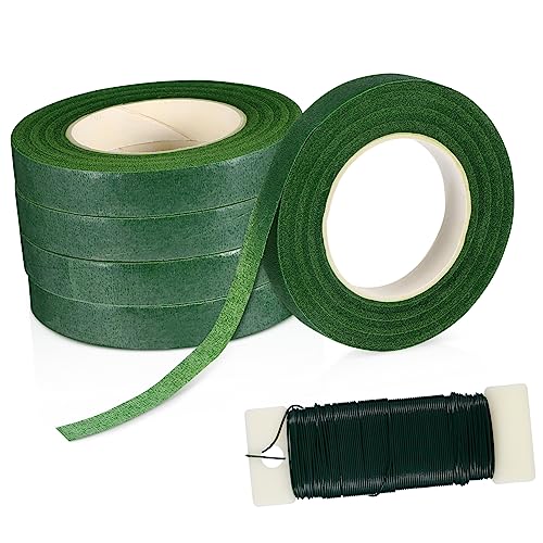 LIFKOME 1 Satz Tiefgrünes Klebeband Grüner Draht für DIY Kränze Sträuße Bastelprojekte für Floristen und Blumenliebhaber von LIFKOME