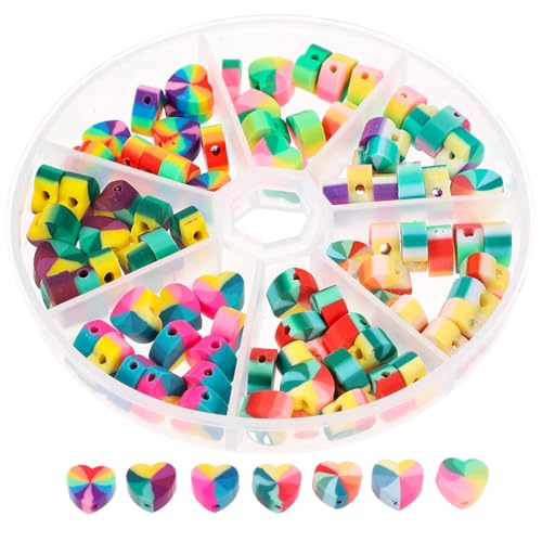 LIFKOME 1 Schachtel Farben Regenbogen Herzperlen DIY Schmuckherstellung Spacer Perlen für Armbänder Halsketten Valentinstag Basteln Kreative Herzform Perlen von LIFKOME