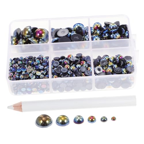 LIFKOME 1 Schachtel Halbrunde Perlen zum Basteln Box mit Flachen Rückseiten DIY Schmuck und Nagelkunst Perlen Vielseitige Dekoration für Kleidung Taschen Handy und Accessoires von LIFKOME