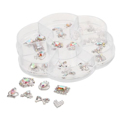 LIFKOME 1 Schachtel Nail Charms mit Funkelnden Herz Krone Schleife Strasssteinen Nail Art Schmuck für DIY Maniküre Nagelverzierung und Kreative Basteldekoration von LIFKOME