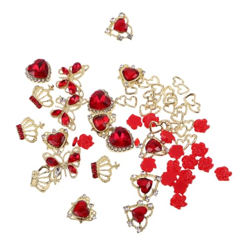 LIFKOME 1 Schachtel Rhinestone Nail Charms mit Herz Krone und Schmetterling Ultra-reflektierende Nagelsticker für DIY Maniküre Vielseitige Nagelkunst und Bastelverzierung für Valentinstag von LIFKOME