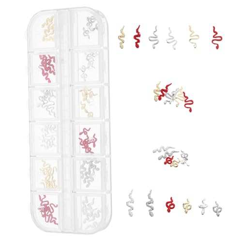 LIFKOME 1 Schachtel Snake Nail Charms in Aufbewahrungsbox Niedliche Kleine Schlangen nageldekorationen aus Robustem Metall Vielseitige Schmuckstücke für DIY Nageldesign Modische Maniküre von LIFKOME
