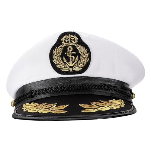 LIFKOME 1 Stück Marine Kostümmütze matrosenmützen white cap Marinehut Admiral Meereskappe rosa Kapitänsmütze Kappen rosa Matrosenmütze Bootszubehör Marine allgemeiner Hut Matrosenhut Weiß von LIFKOME