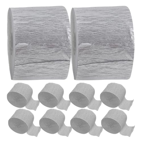 LIFKOME 10 Rollen Krepppapier Streamer Silber Flexible Langlebige Party-dekoration für Geburtstag Hochzeit Festliche Anlässe Einfach Aufzuhängen Vielseitig Einsetzbar von LIFKOME