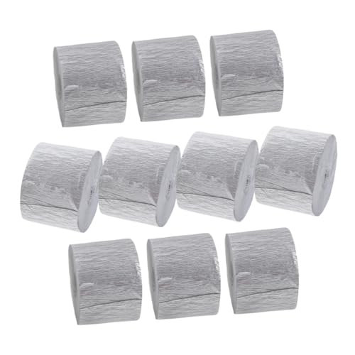 LIFKOME 10 Rollen Silber Krepppapier Deko-bänder Flexible Party-streamers für Geburtstag Hochzeit Jubiläum Reißfest Vielseitig Einsetzbar für DIY Festdekoration von LIFKOME