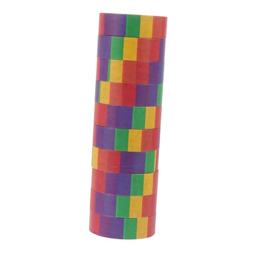 LIFKOME 10 Rollen Washi Tape Regenbogen Klebeband Bunte DIY Bastel Klebestreifen für Scrapbooking Planer Tagebuch Dekoration Handabreißbar von LIFKOME