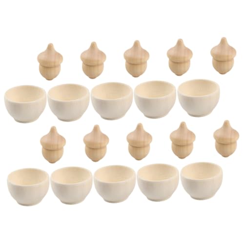 LIFKOME 10 Sätze DIY Holzschalen und Eicheln Modellset für Bastelset zum Bemalen Natürliche Holzteile ohne Grate Sicher und Langlebig Vielseitig für Dekoration und Lernspielzeug von LIFKOME