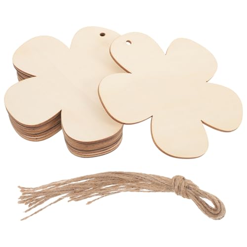 LIFKOME 10 Stück Diy Holzblumen Bastelset Unbehandelte Holzscheiben für Kreative Handwerksprojekte zum Bemalen und Dekorieren Juteschnüre für Erwachsene von LIFKOME