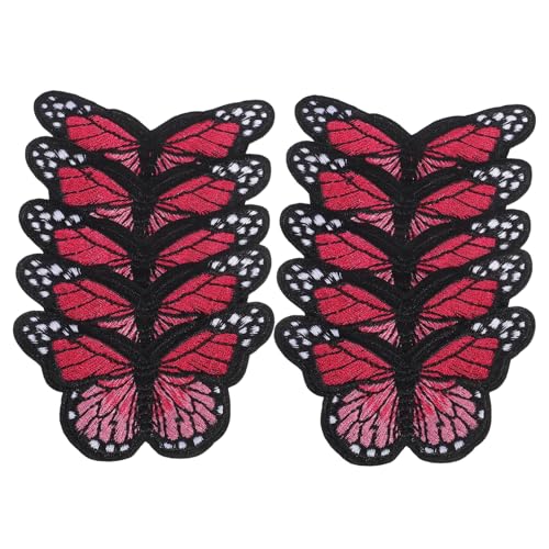 LIFKOME 10 Stück Große Schmetterling Bügelbilder mit Stickerei Langlebige Aufbügler Annähen Bunte Applikationen für Diy Kleidung Rucksäcke Jeans Jacken und Taschen von LIFKOME