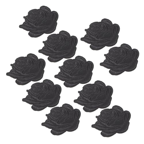 LIFKOME 10 Stück Großflächige Rosenblüten Aufnäher zum Aufbügeln Bestickte DIY Textil Patches für Kleidung Jacken Shirts Einfach Anzubringen Langlebig und Dekorativ von LIFKOME