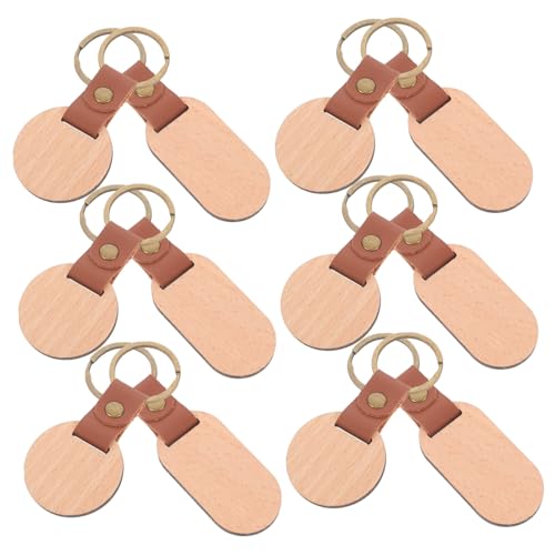 LIFKOME 10 Stück Holz Schlüsselanhänger Blanko DIY Schlüsselanhänger aus Buchenholz für Bastelprojekte Personalisierbare Schlüsselringe für Dekoration und von LIFKOME