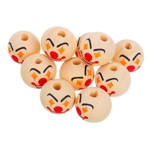 LIFKOME 10 Stück Holzperlen Clownkopf Bastelperlen für Armbänder Halsketten Ohrringe DIY Schmuck Kindergeburtstag Familienaktivitäten von LIFKOME