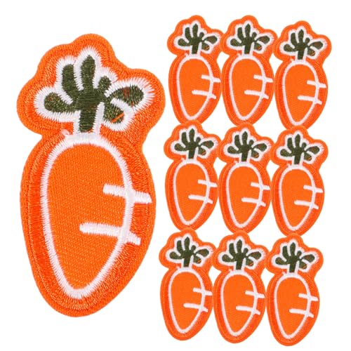 LIFKOME 10 Stück Karotten Aufnäher zum Aufbügeln Teiliges DIY Stickerei Patches für Kleidung Taschen und Jeans Verschönern Sie Ihre Outfits mit Diesen Dekorativen Langlebigen Patches von LIFKOME