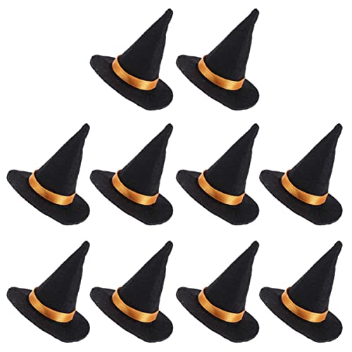 LIFKOME 10 Stück Mini Hexenhüte für Weinflaschen Teiliges aus Handgefertigtem Filz für Halloween Partys Kreative Tischdeko und Flaschendekorationen von LIFKOME