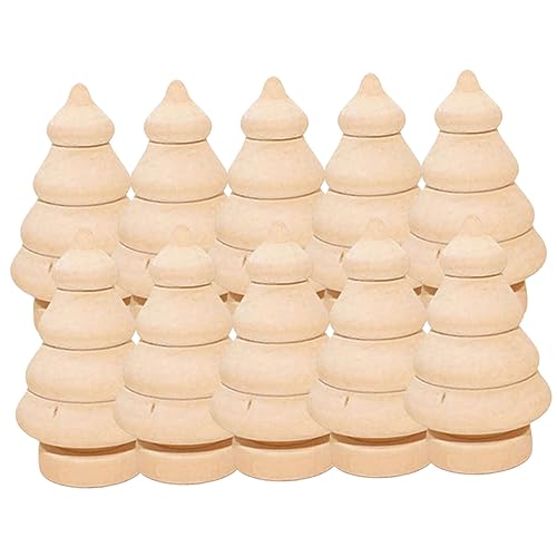LIFKOME 10 Stück Teiliges DIY Holz Weihnachtsbaum Modell Natürliche Unbemalte Holzfiguren zum Basteln Kreative Weihnachtsdeko für Tischdekoration Hochzeiten und Festtagsgeschenke von LIFKOME