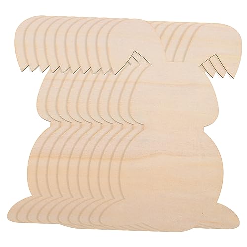 LIFKOME 10 Stück Teiliges DIY Osterhasen Holzset Unbehandelte Holzscheiben Hasenform Bemalbare Holzanhänger für Bastelprojekte und Frühlingsdeko Kinderfreundlich Handliche für Kreative von LIFKOME