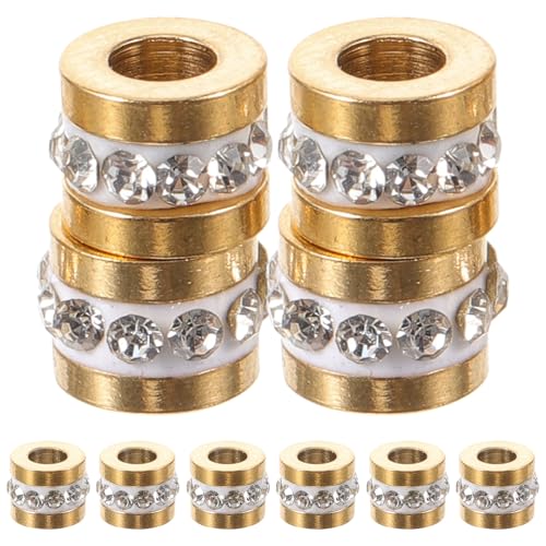 LIFKOME 10 Stück Teiliges Edelstahl Spacer Perlen mit Strass Schmuckperlen für DIY Armbänder Halsketten Basteln Goldfarbig Kompatibel mit Schmuckherstellung Zubehör von LIFKOME