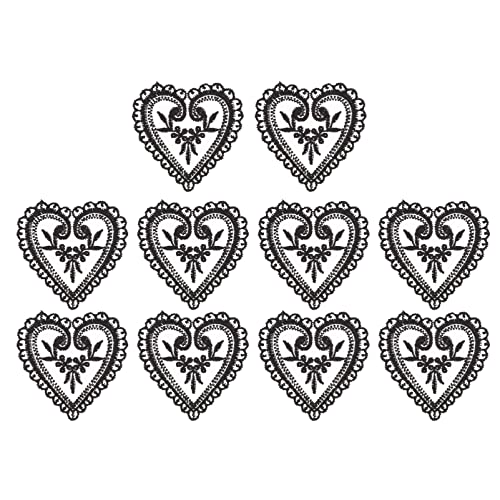 LIFKOME 10 Stück Teiliges Herzförmige Patches Bestickte DIY Aufnäher für Kleidung Taschen und Handarbeiten Schwarz Dekorativ und Vielseitig Einsetzbar von LIFKOME