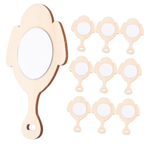 LIFKOME 10 Stück Teiliges Holz Handspiegel DIY Bastelset für Naturbelassene Unbemalte Handspiegel Kreative Bastelvorlage für Kinderhandwerk für Kindergarten und Frühförderung von LIFKOME