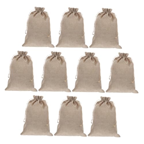 LIFKOME 10 Stück Teiliges Jutebeutel mit Kordelzug Natürliche Robuste Leinenbeutel als Umweltfreundliche Geschenkverpackung Vielseitig Nutzbar als Schmuck Partybeutel für Feiertage von LIFKOME