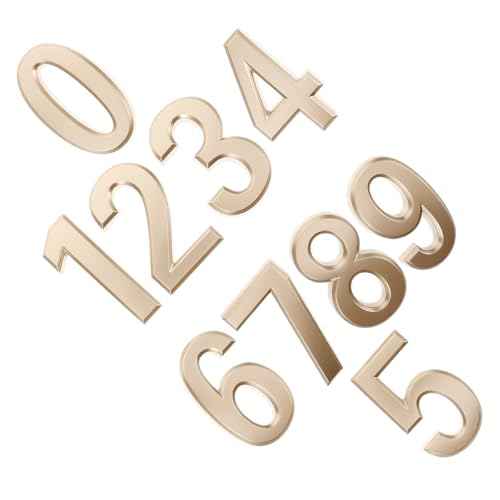 LIFKOME 10 Stück Teiliges Metall Hausnummern Selbstklebend Gold Robuste Adresszahlen Für Türen Hotel Zimmer Wohnzimmer Außenbereich von LIFKOME