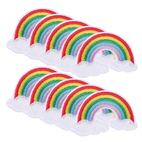 LIFKOME 10 Stück Teiliges Regenbogenmuster Aufnäher Bügelbare Stickerei Patches für Kleidung Taschen Jacken DIY Nähzubehör Dekoration Praktisch und Langlebig von LIFKOME