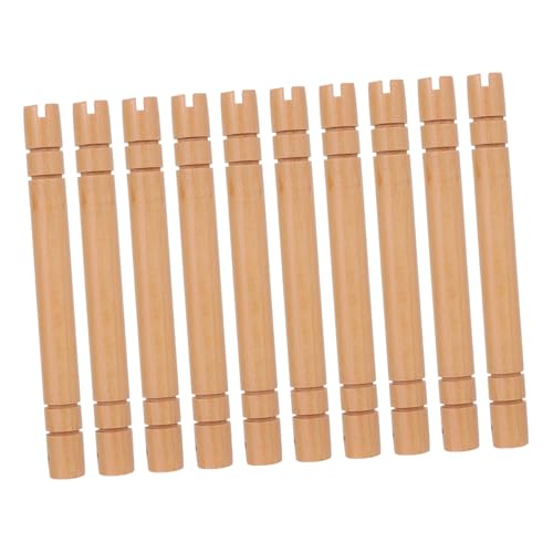 LIFKOME 10 Stück Teiliges Runder Holzfächergriffe Ergonomisch Geformt Naturbelassene Maserung Handgefertigte Chinesische Fächergriffe für Diy-fächer für Hanfu und Bastelprojekte von LIFKOME